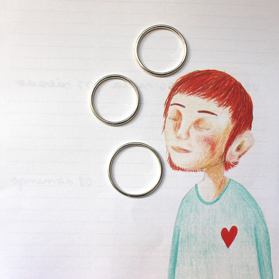 Conjunto de três anéis em prata 960 - fio redondo