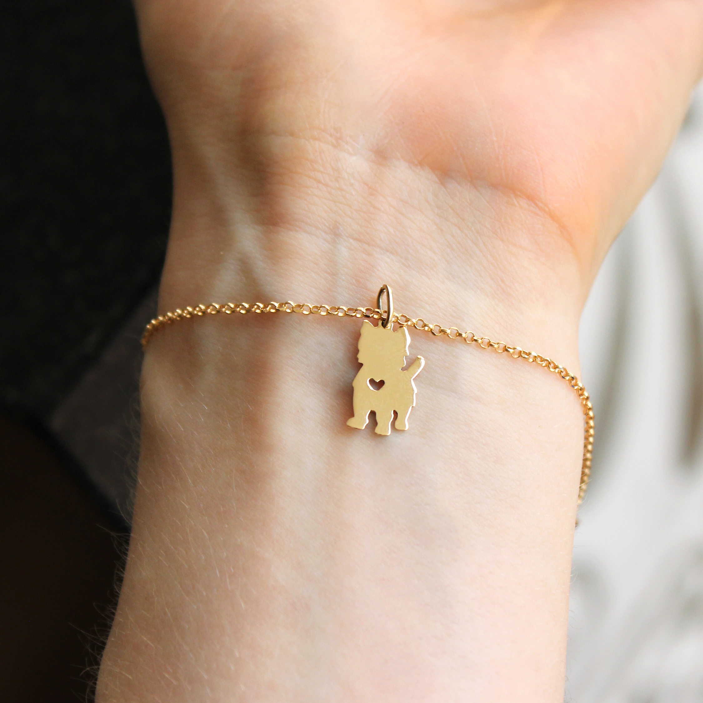 Pulseira pet em ouro amarelo 18k - Escolha o desenho do pet