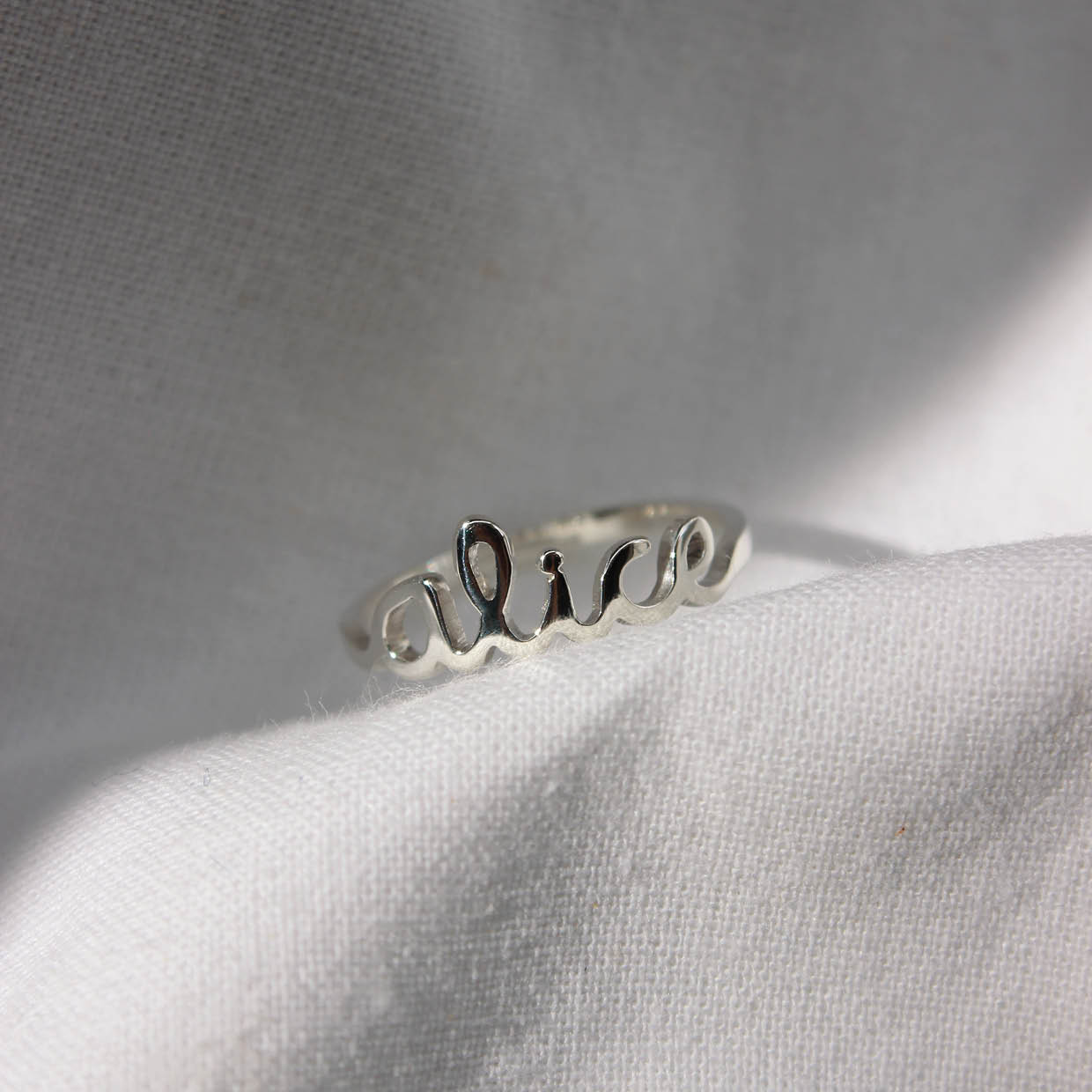 Anel nome personalizado em prata 960