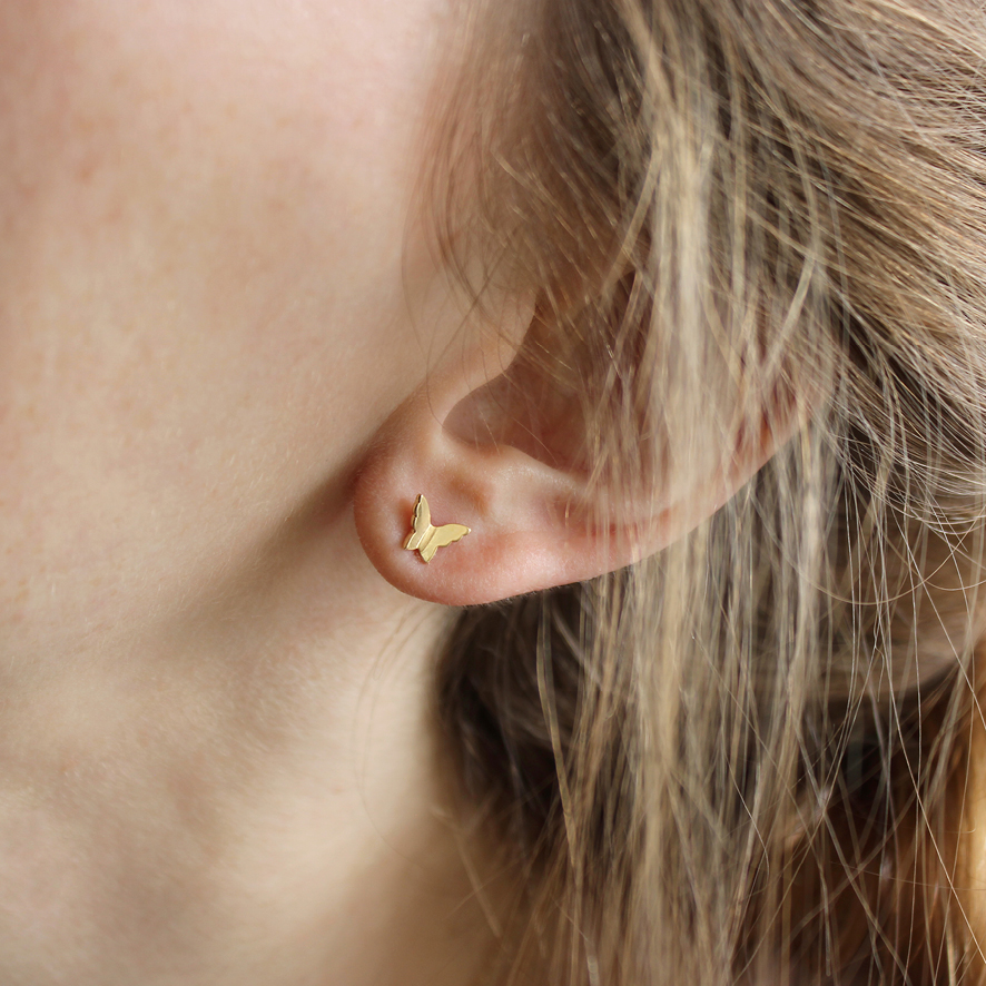 Brincos de borboleta em ouro amarelo 18k