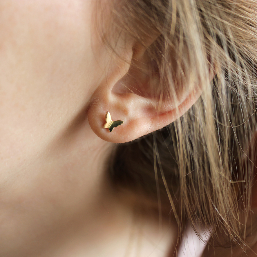 Brincos de borboleta em ouro amarelo 18k