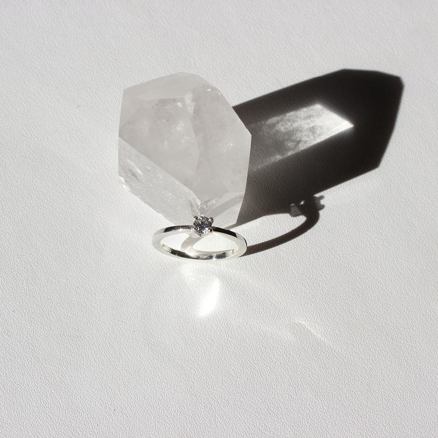 Solitário Sara em ouro branco 18k