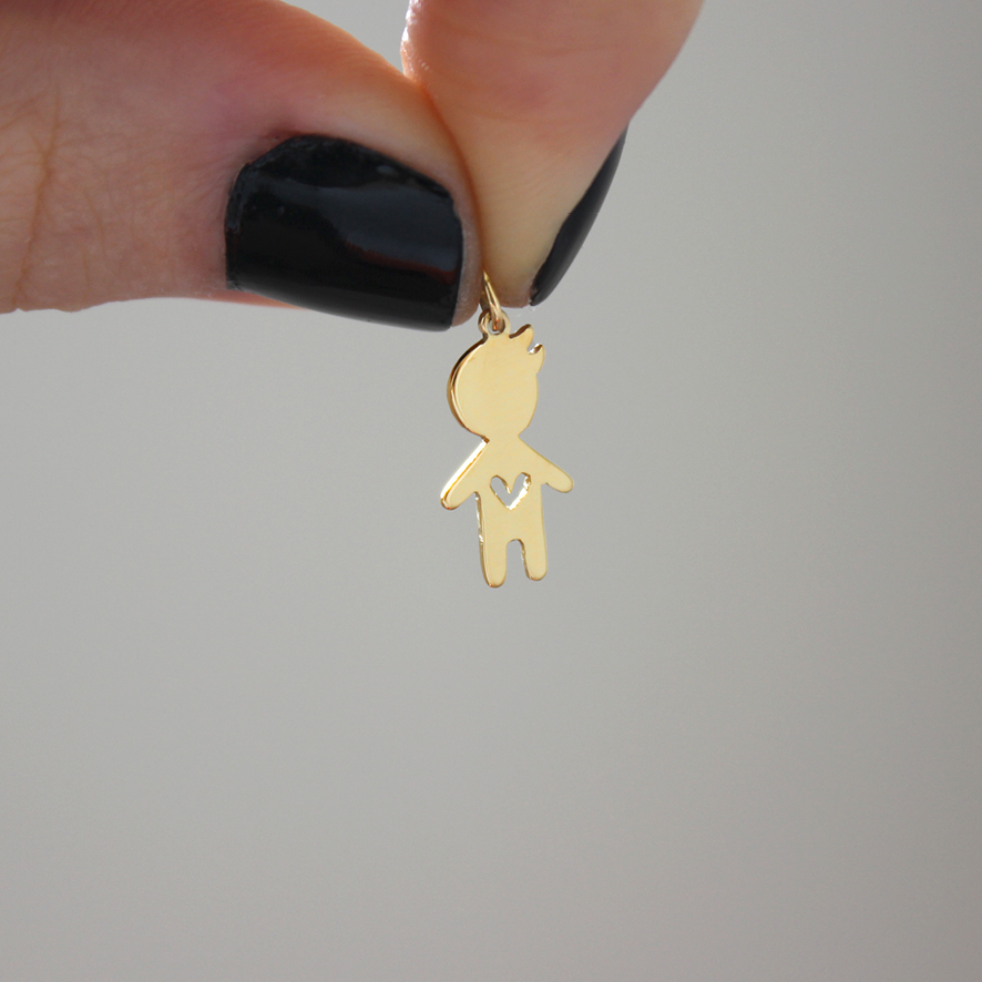Pingente filho com coração vazado em ouro amarelo 18k