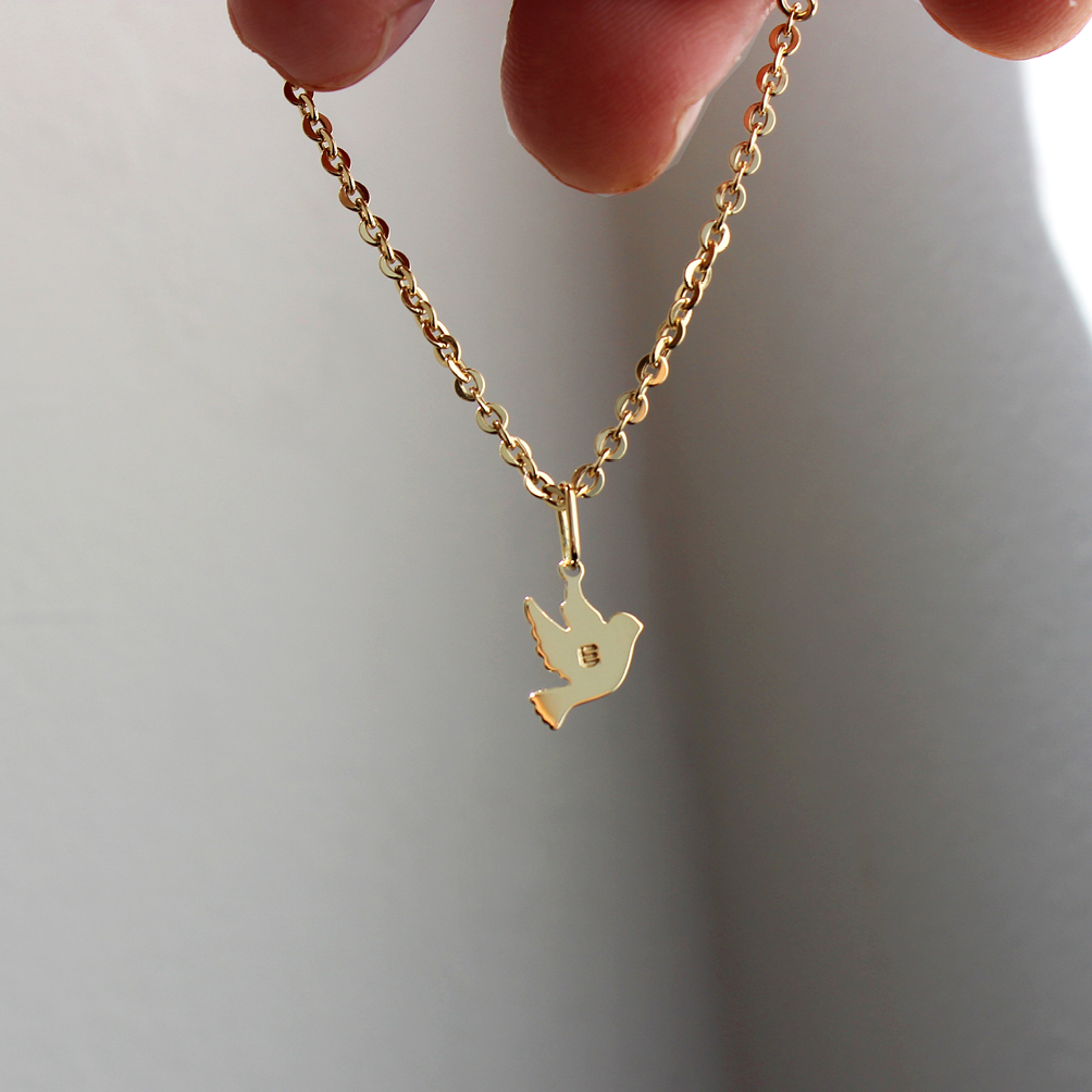 Pulseira OU pingente espírito santo para bebê - ouro amarelo 18k