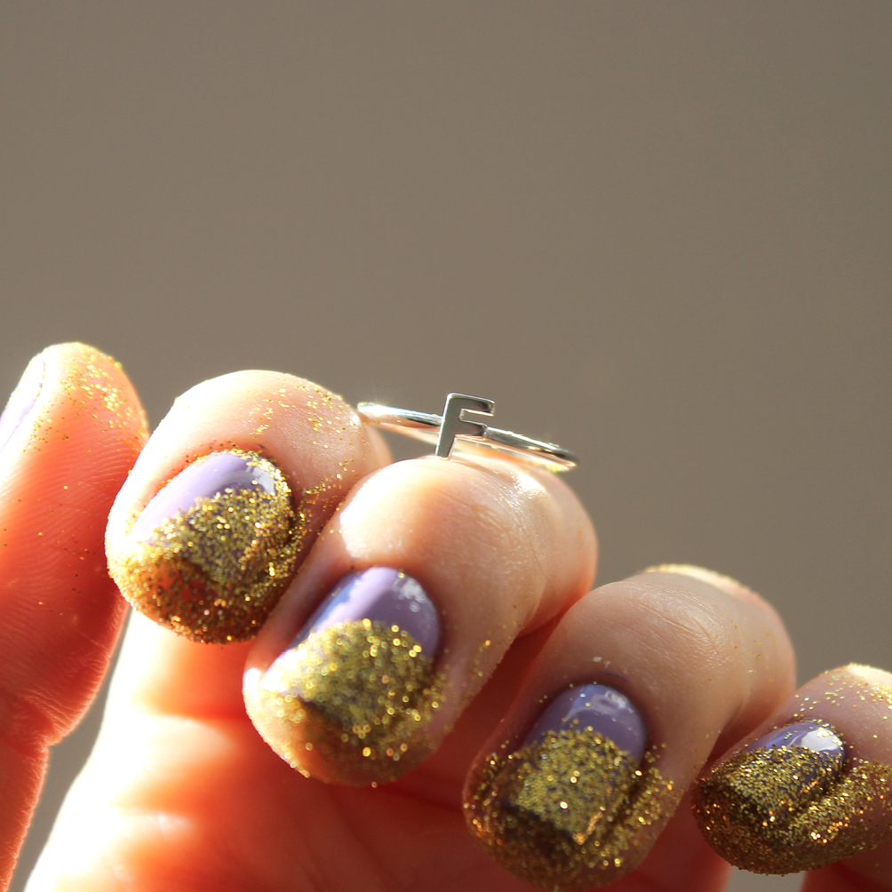 Anel Letra em prata 960