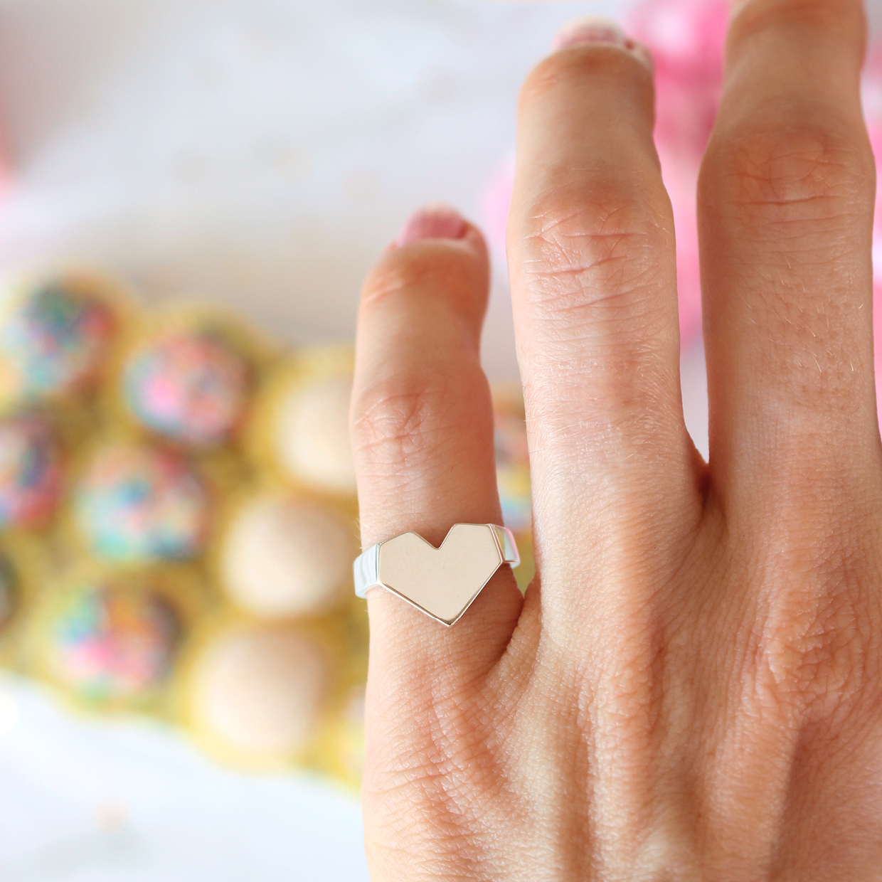 Anel de dedinho coração pinky - prata 960