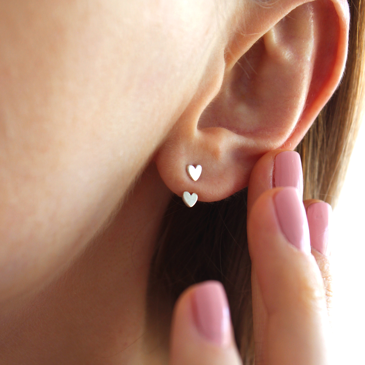 Brinco de coração dois em um - prata 960