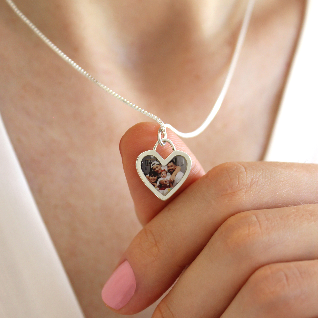 Colar coração foto em prata 960